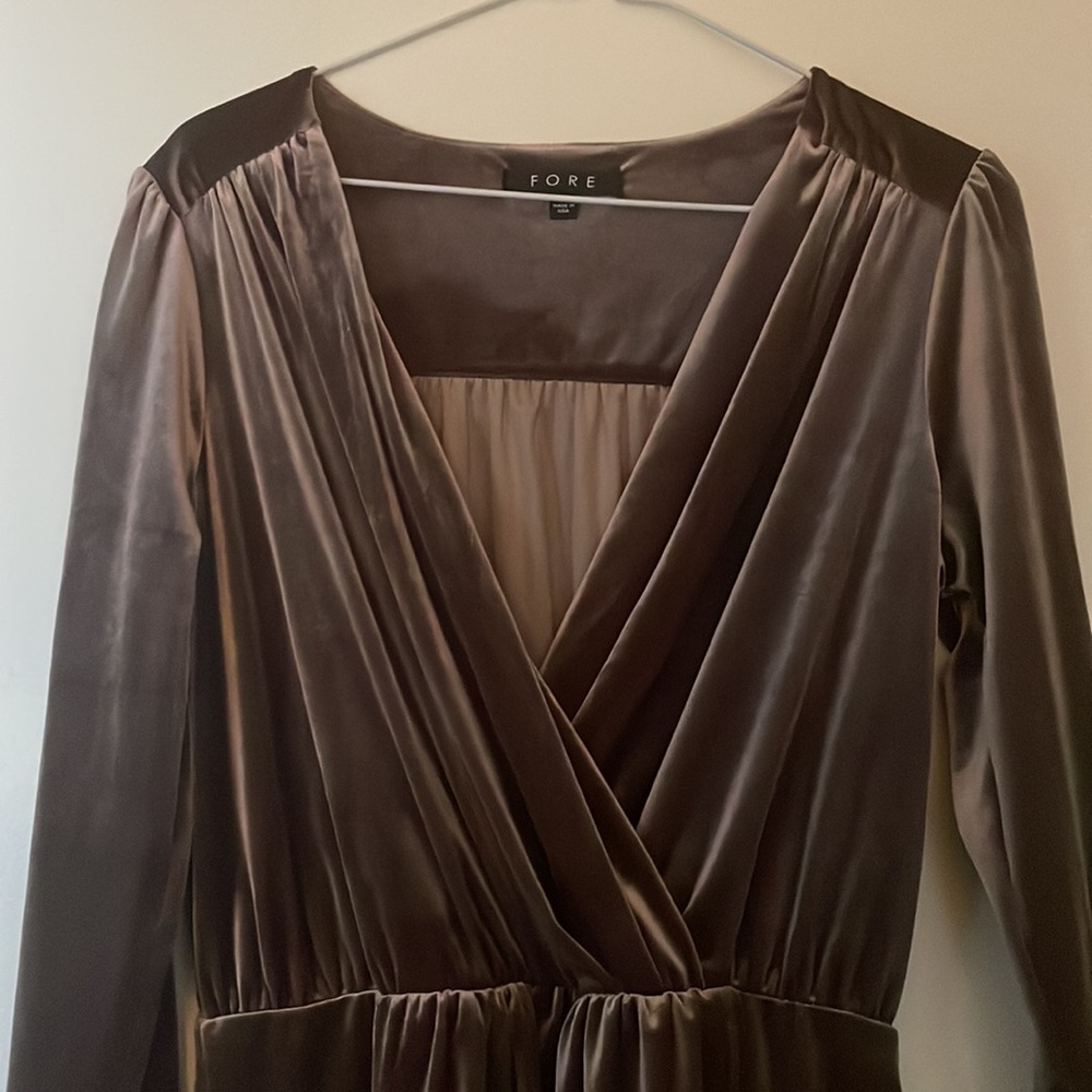 Fore Velvet Faux Wrap Dress